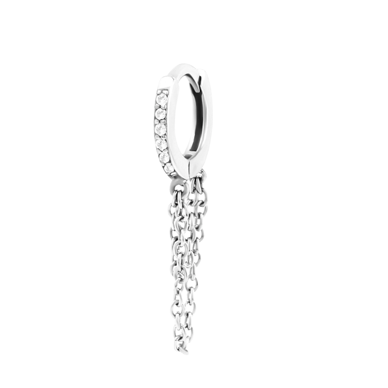 Stainless steel helixpiercing kristal+ketting | Lucardi-NL